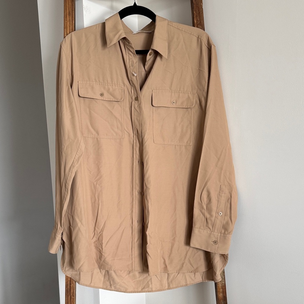 Uniqlo Women's Tan Button Down Shirt